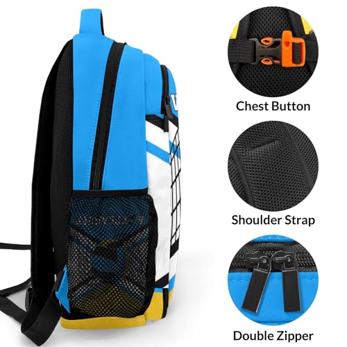 Sky Blue Gold Volleyball Personalized School Backpack Casual Laptop Bag for Man Woman - color: Muilti 20