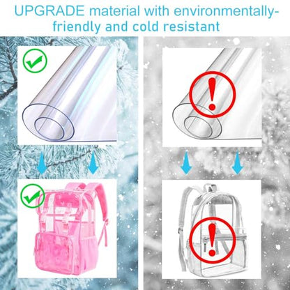 3PCS Pink Clear Backpack, Heavy Duty Transparent Bookbag for Girls Women, Stadium Approved See Through Backpack Set (Pink Love) - color: Pink Love