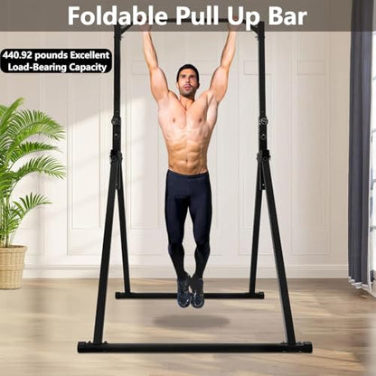 Foldable Pull Up Bar Free Standing Pull Up Dip Station Height Adjustable Pull Up Station for Home Power Tower Workout Pull Up Bar Station