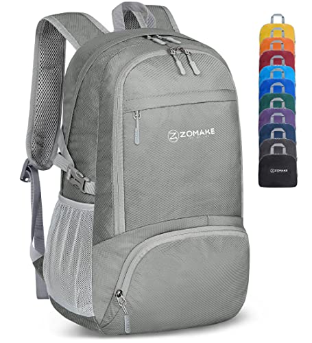 ZOMAKE Lightweight Packable Backpack 30L, Foldable Hiking Backpacks Water Resistant Compact Folding Daypack for Travel(Sliver Grey) - color: Sliver Grey