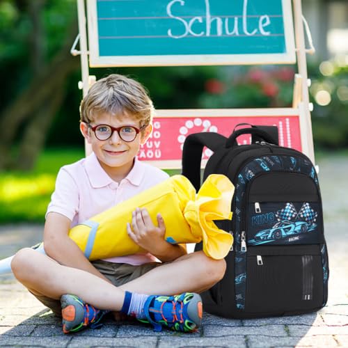 ACESAK Boys Backpack - 3PCS Cool Luminous Backpack for Boys School Backpacks for Kids Kindergarten Elementary Preschool Middle School Bags with Lunch Box Pencil Case Set (Blue Car) - color: Blue Car