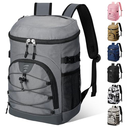 NECKORY Cooler Backpack, Lightweight and Soft Backpack Cooler for Men Women, Insulated Lunch Bag for Camping Traveling Hiking - color: Gray