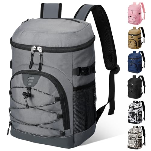 NECKORY Cooler Backpack, Lightweight and Soft Backpack Cooler for Men Women, Insulated Lunch Bag for Camping Traveling Hiking - color: Gray