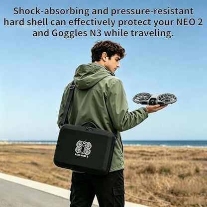 Carrying Case for DJI NEO 2 with Goggles N3, RC Motion 3 Controller, Battery Charger Hub, Porable Travel Storage Bag for DJI NEO 2 Batteries Accessories - size: Large