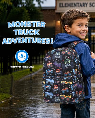 CAMTOP Kids Backpack for Boys, Preschool Toddler Backpack Kindergarten School Bookbag for Age 3-8(Monster Truck) - color: 0025 Monst Truck