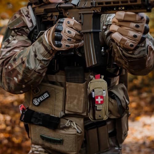 Tourniquet Holder Small Trauma Portable Tactical First Aid Pouch with Molle System IFAK Medical Pouch, Emergency EMT Med Kit for Camping and Hiking (Tan) - color: Tan