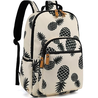 Leaper Water-resistant Pineapple Laptop Backpack Women Shouler Bag Bookbags Satchel Beige - color: Beige-pineapple, size: Large