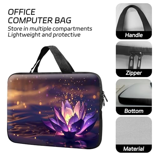 14 15 15.4 15.6 inch Laptop Handle Bag Computer Bag, Pouch Holder Notebook Sleeve Cover Soft Case Compatible for Dell,Lenovo,Toshiba HP, Asus Notebook-Luminous Lotus - color: Luminous Lotus