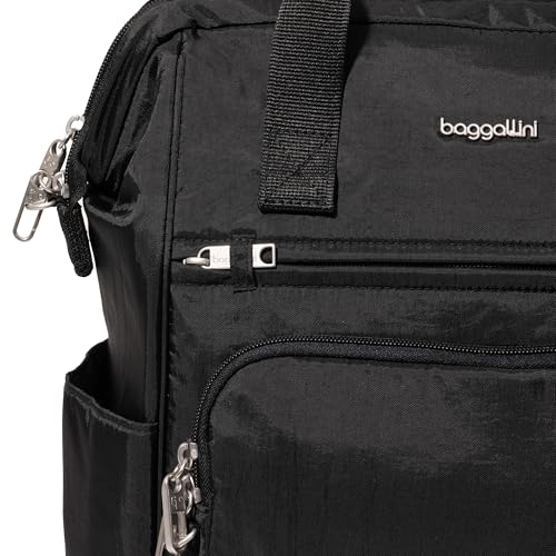 Baggallini Securtex Anti-Theft Windsor Backpack for Travel, Work & College, RFID & Locking Zipper, Up to 16" Laptop - color: Black