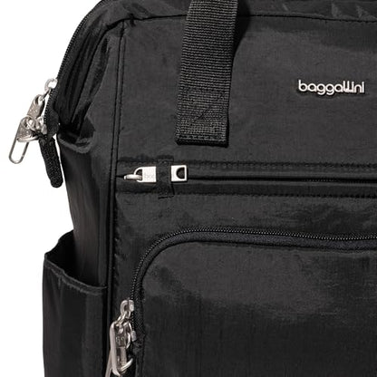Baggallini Securtex Anti-Theft Windsor Backpack for Travel, Work & College, RFID & Locking Zipper, Up to 16" Laptop - color: Black
