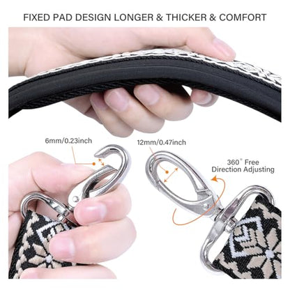 59 Inch Shoulder Straps, Soft with Ultra-Thick Fixed Shoulder Pad, Two Way Independently Adjustable Buckle Replacement Straps for Laptop Bag Messenger Bag Tool Bag Luggage,Black-White - color: Black-white, size: 59 inch