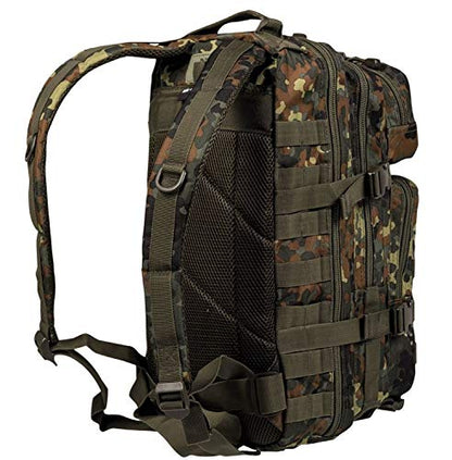 Mil-Tec Unisex Assault Pack - Rugged Durable Lightweight Ergonomic Versatile Tactical Outdoor Camping Hiking Backpack with Adjustable Padded Shoulder Straps & MOLLE Loops, Flecktarn Camo, 20L - color: Flecktarn Camo, style: 20l