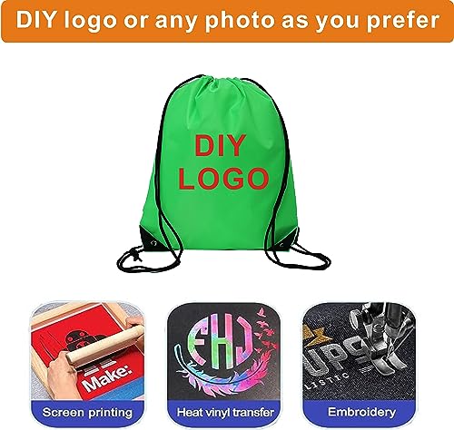 Drawstring Backpack Bulk 20 Pcs Draw String Backpack Bags DIY Gym Sports Traveling Yoga Cinch Bag Sackpack Drawstring (Green) - color: Green