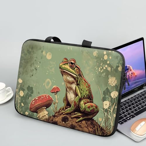 14 15 15.4 15.6 inch Laptop Handle Bag Computer Bag, Pouch Holder Notebook Sleeve Cover Soft Case Compatible for Dell,Lenovo,Toshiba HP, Asus Notebook-Sad Frog Mushroom - color: Sad Frog Mushroom