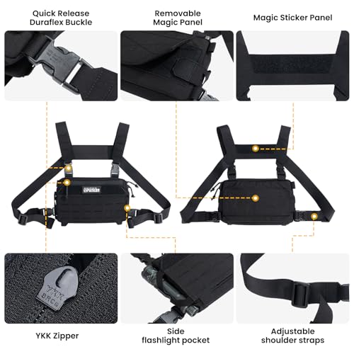 EXCELLENT ELITE SPANKER Tactical Chest Rig Pack EDC Chest Bag Molle Utility Chest Pouch for Outdoor Hunting Workouts Hiking - color: Black