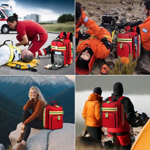 Gatycallaty First Aid Backpack - Medical Evacuation Bag - Red Emergency Lifeguard Bag for Ems Emt First Responder Trauma (Red) - color: Red