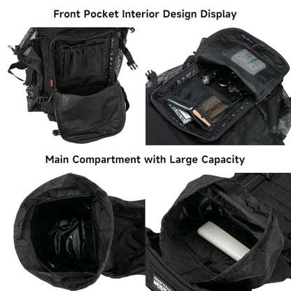 EXCELLENT ELITE SPANKER 40L Camping Hiking Backpack for Men and Women Tactical Military Backpack Large Rucksack Assault Pack Bag for Outdoor Camping, Hiking,Travel Backpacking(Black) - color: Black