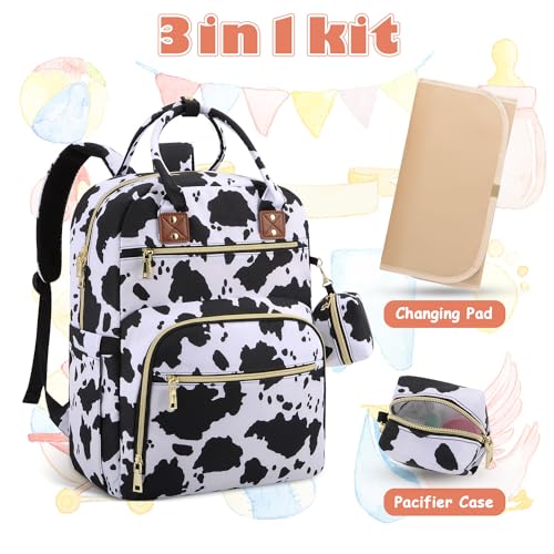 Tenot Baby Diaper Bag Backpack, Travel Diaper Bags for Baby Girl Boy Large Capacity Baby Bag Backpack for Women Cow Print - color: Cow Print