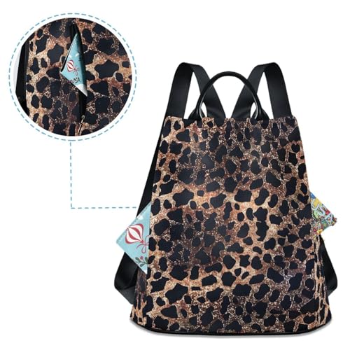 MNSRUU Women Backpack Purse Cheetah Glitter Backpack for Women Anti-theft Shoulder Bag Carry On Backpack Lightweight Rucksack Fashion Travel Ladies Bags - color: Cheetah I9737