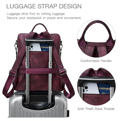 Shrrie Backpack Purse for Women Leather Backpack Fashion Designer Travel Backpack Convertible Shoulder Bag - color: 1-9 Two-tone Maroon