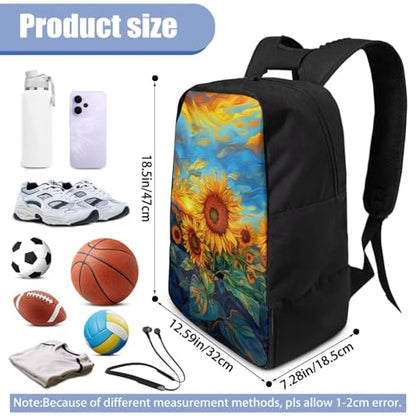 18.5in Basketball Backpack Basketball Bag with Shoe Compartment & Ball Holder, Waterproof Bag for Soccer Volleyball - color: Oil Painting Sunflower Print