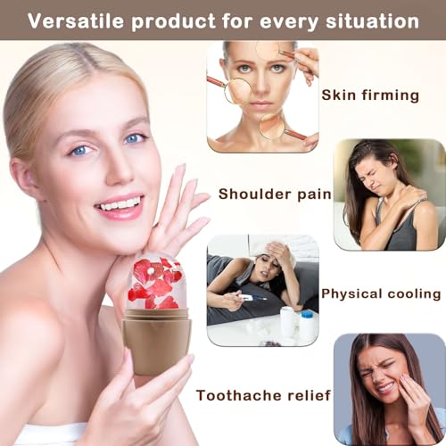 XHJRI Ice Face Roller Massager,Ice Cube Roller for Face, Eyes and Neck Naturally Conditioning and Skin Care,De-Puff Eye Bags,Reduce Migraine Pain,Reusable Massage Silicone Ice Mold (New Coffee) - color: New Coffee
