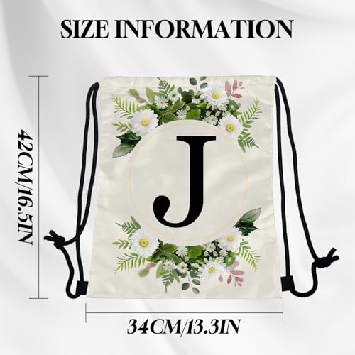 Initial Letter Drawstring Backpack String Sports Gym Bags Waterproof Sackpack Cute for Men Women Beach (13"×17") (Letter-J) - color: Letter-j