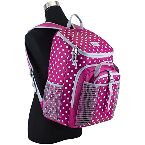 FUEL Lunch Backpack Set Water Resistant Bookbag Bag Soft Reusable Insulated Cooler Lunch Box Thermal Travel Office Lunch Bag, Pink Polka Dots - color: Pink Polka Dots