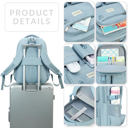 abshoo Large Heavy Duty Backpack For School College Bookbag Casual Multi Pocket Travel Backpacks - color: Blue