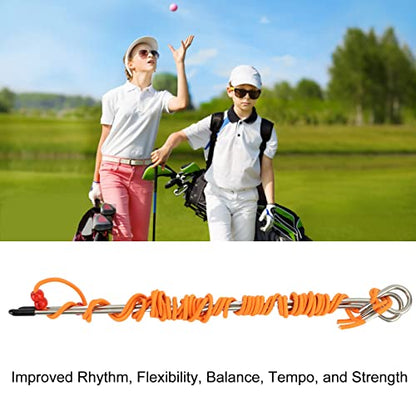 Golf Alignment Stick Swing Trainer Aid, Golf Training Aid Equipment with Elastic String, Telescopic 2.5M - 5M Metal Practice Rod for Posture Correction and Putting