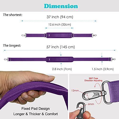 ZINZ Bag Shoulder Strap, Padded Adjustable Shoulder Strap Replacement - color: Purple, size: 57"