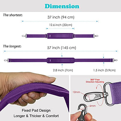 ZINZ Bag Shoulder Strap, Padded Adjustable Shoulder Strap Replacement - color: Purple, size: 57"
