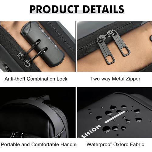 Sling Bag for Men Anti-theft USB Crossbody Shoulder Backpack Purse Waterproof PU Leather Chest Bag Travel Daily Use - color: Grey