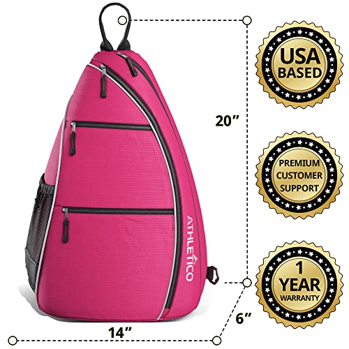 Athletico Sling Bag - Crossbody Backpack for Pickleball, Tennis, Racketball, and Travel for Men and Women - color: Pink