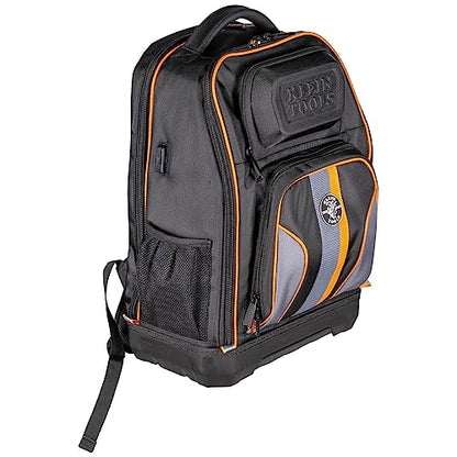 Klein Tools 62805BPTECH 28-Pocket Laptop Backpack Tool Bag, Tradesman Pro Extra-Large Tech Tool Backpack with Molded Bottom, Charging Port