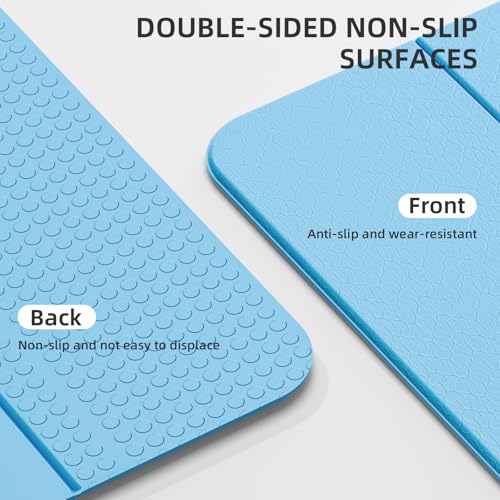 Folding Yoga Mat Extra Thick 0.4 Inch, Foldable Yoga Mat 75 x 26 Inches, TPE Exercise Mat, 7-Panel Non Slip Cushioned Fitness Mat for Yoga, Pilates, Stretching, Home Workout - color: Blue