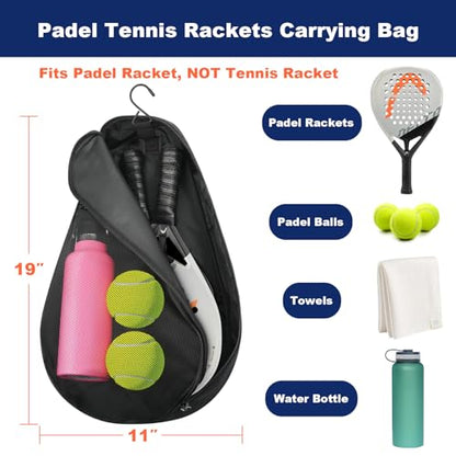Cosmos Padel Racket Bag Pickleball Paddle Sling Backpack Padel Racquet Storage Bag, Padel (Paddel Tennis) Equipment Carrying Bag with Mesh Pocket for 2 Paddles Ball Water Bottle & Accessory - color: Black
