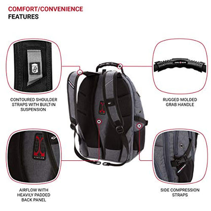 SwissGear 5977 ScanSmart TSA Friendly Laptop Backpack, Fits Most 17 Inch Laptops and Tablets, Ideal for Work, Travel, School, College, and Commuting, Grey