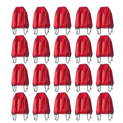 Drawstring Backpack Bulk 20 Pcs Draw String Backpack Bags DIY Gym Sports Traveling Yoga Cinch Bag Sackpack Drawstring (Red) - color: Red