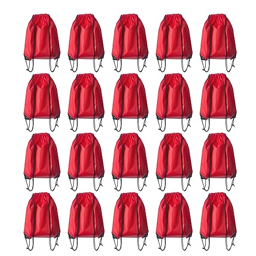 Drawstring Backpack Bulk 20 Pcs Draw String Backpack Bags DIY Gym Sports Traveling Yoga Cinch Bag Sackpack Drawstring (Red) - color: Red
