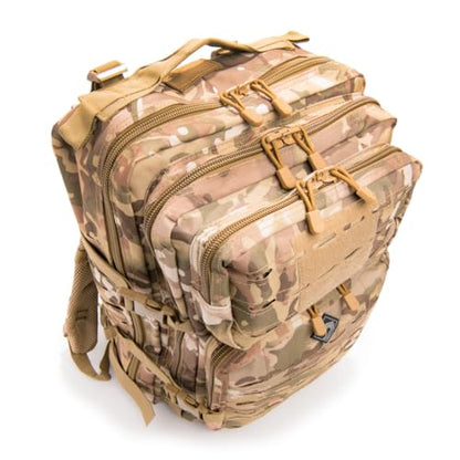 Large Laser-cut MOLLE Backpack with Pistol Retention System, CP Camo, Modular and Lightweight Design for EDC, Range, or Tactical Use - color: Cp Camo