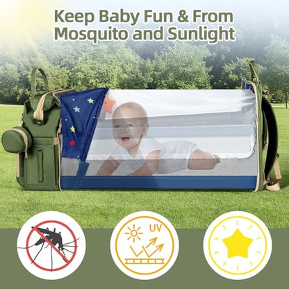 ZRSUN Baby Diaper Bag Backpack,Baby Shower Gifts, Multifunctional Travel Diaper Bag, Gifts for Mom with Portable Diaper Pad (Green) - color: Green