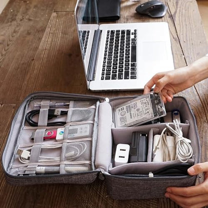 Organizer Case Small Electronic Devices USB Charger Accessories Mouse Phone Cable SD Power Bank Earphone - color: Large-Grey