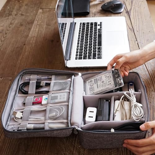 Organizer Case Small Electronic Devices USB Charger Accessories Mouse Phone Cable SD Power Bank Earphone - color: Large-Purple
