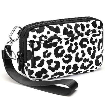 FODOKO Wristlet wallets for women Nylon Quilted Wallet with 4 Zippers,Travel Credit Card,Holder Cell Phone Organizer - color: Black-1