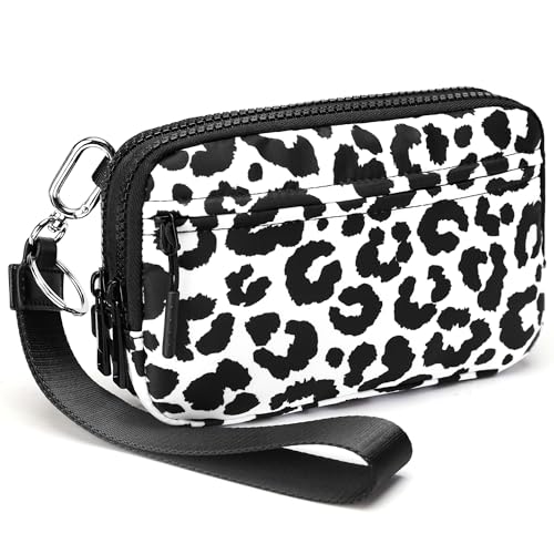 FODOKO Wristlet wallets for women Nylon Quilted Wallet with 4 Zippers,Travel Credit Card,Holder Cell Phone Organizer - color: Black-1