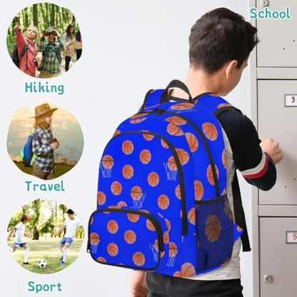 Basketball Laptop Backpack for Women Men, Blue Work Travel Computer Backpacks, 18.3 Inch Large Computer Nurse Teacher Bags Casual Daypack - color: Multicolor 13