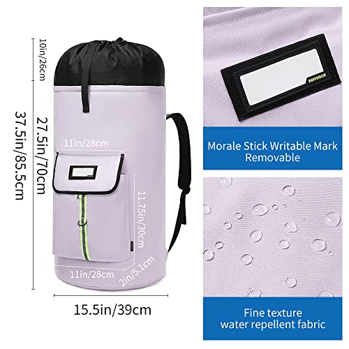 laundry bag backpack,extra-large heavy duty laundry bags,laundry backpack for college students,drawstring closure (Light purple laundry bag backpack) - color: Light Purple Laundry Bag Backpack