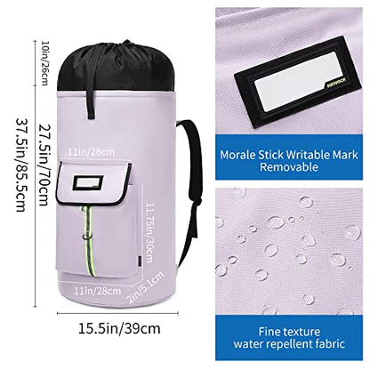 laundry bag backpack,extra-large heavy duty laundry bags,laundry backpack for college students,drawstring closure (Light purple laundry bag backpack) - color: Light Purple Laundry Bag Backpack