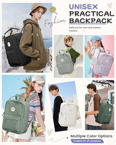 BJLFS Large Black Backpack for Women, Classic Basic Waterproof High School Bookbag, Lightweight Casual Travel Daypack, College Backpack Men, Middle School Bag for Girls Boys - color: Large Black